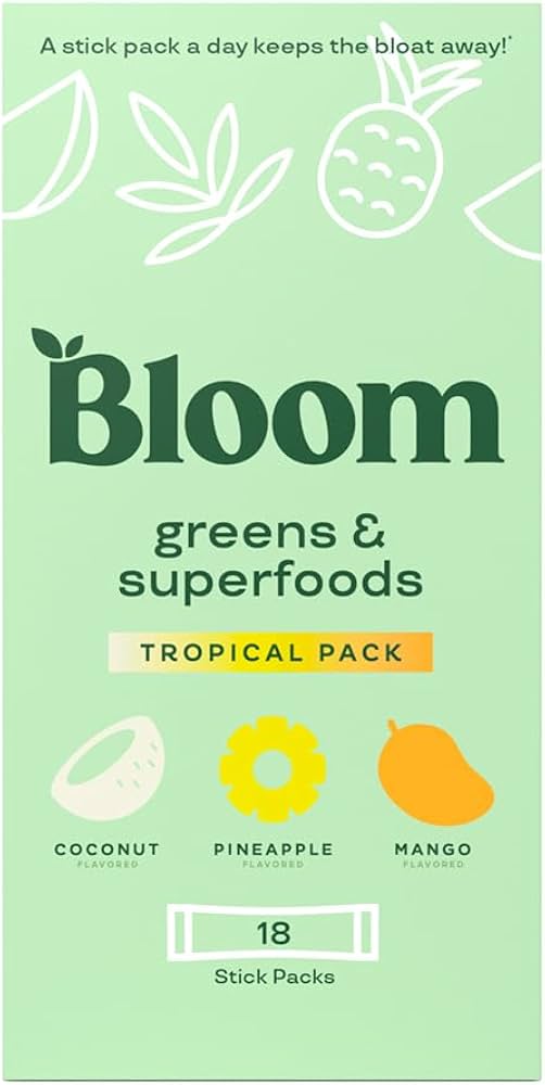 Bloom Greens & Superfoods Tropical Pack (Coconut, Pineapple, Mango) 18 Stick Packs